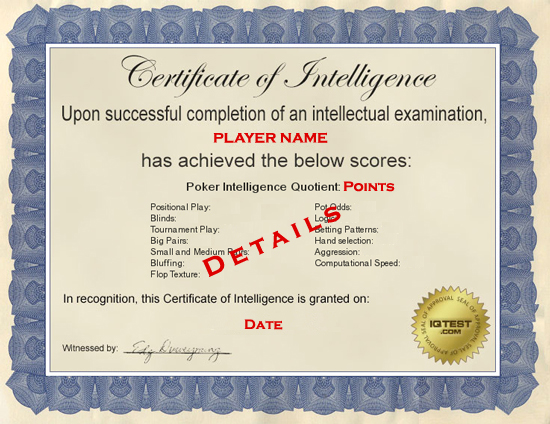 Poker IQ Test - DonkeyTest - Diploma